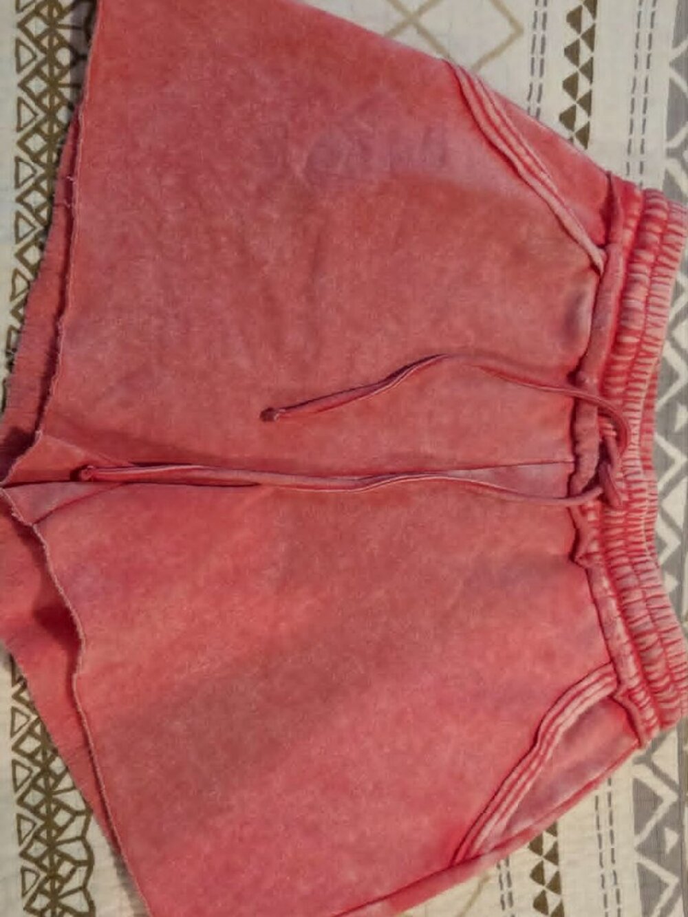 Zenana Mineral Washed Large Terry Shorts in Winter Rose